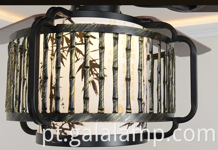 Lâmpada de ventilador de teto chinês vintage para salas de vida e jantar